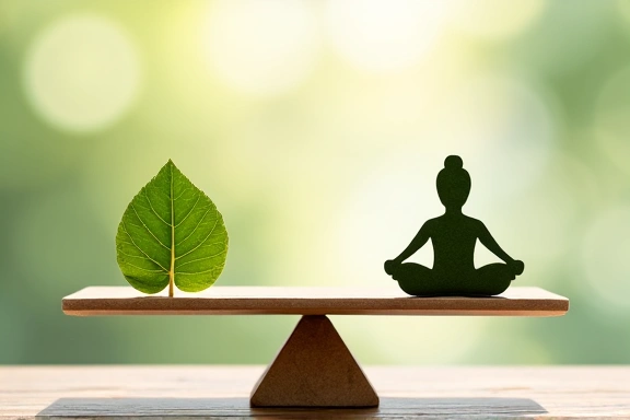 Balanced scales representing well-being