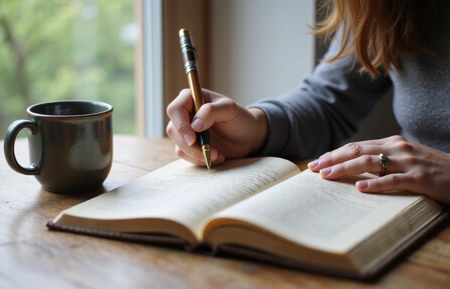 A person journaling, symbolizing reflection and mental well-being.