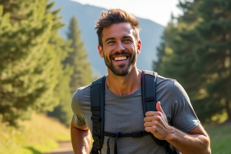 Man feeling energetic and healthy after using Bornezo Vitality Elixir